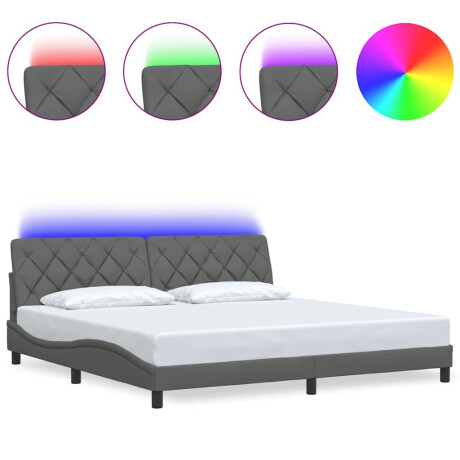 vidaXL Bedframe met LED zonder matras 200x200 cm stof donkergrijs afbeelding2 - 1