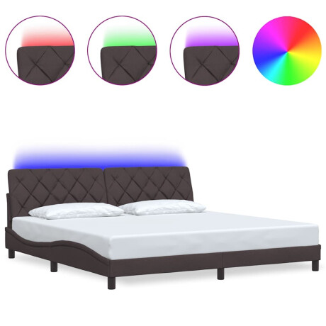 vidaXL Bedframe met LED zonder matras 200x200 cm stof donkerbruin afbeelding2 - 1