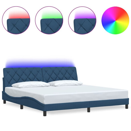 vidaXL Bedframe met LED zonder matras 200x200 cm stof blauw afbeelding2 - 1