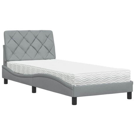 vidaXL Bed met matras stof lichtgrijs 90x190 cm afbeelding2 - 1