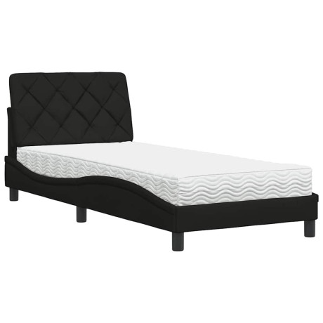 vidaXL Bed met matras stof zwart 90x190 cm afbeelding2 - 1