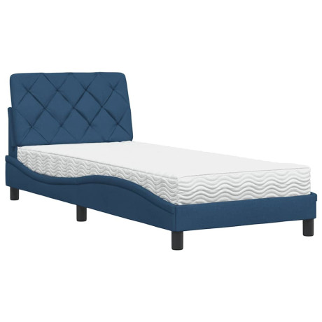vidaXL Bed met matras stof blauw 90x200 cm afbeelding2 - 1