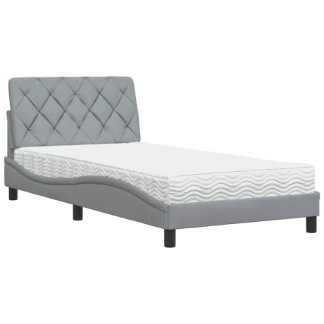 vidaXL Bed met matras stof lichtgrijs 100x200 cm afbeelding2 - 1