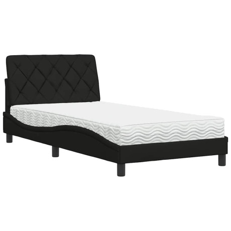 vidaXL Bed met matras stof zwart 100x200 cm afbeelding2 - 1