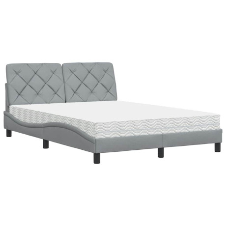 vidaXL Bed met matras stof lichtgrijs 140x190 cm afbeelding2 - 1