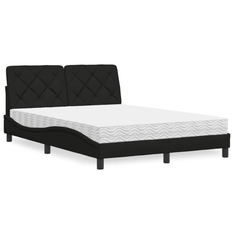 vidaXL Bed met matras stof zwart 140x190 cm afbeelding2 - 1
