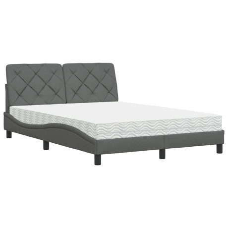 vidaXL Bed met matras stof donkergrijs 140x200 cm afbeelding2 - 1