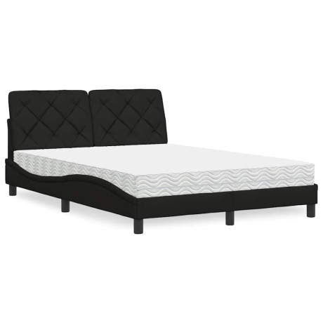 vidaXL Bed met matras stof zwart 140x200 cm afbeelding2 - 1