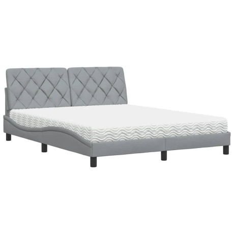 vidaXL Bed met matras stof lichtgrijs 160x200 cm afbeelding2 - 1
