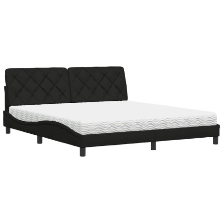 vidaXL Bed met matras stof zwart 180x200 cm afbeelding2 - 1