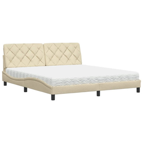 vidaXL Bed met matras stof crèmekleurig 180x200 cm afbeelding2 - 1