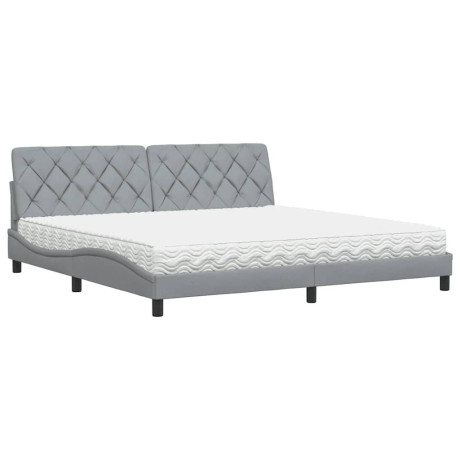 vidaXL Bed met matras stof lichtgrijs 200x200 cm afbeelding2 - 1