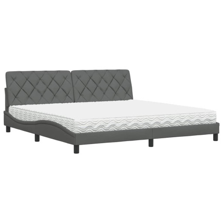 vidaXL Bed met matras stof donkergrijs 200x200 cm afbeelding2 - 1