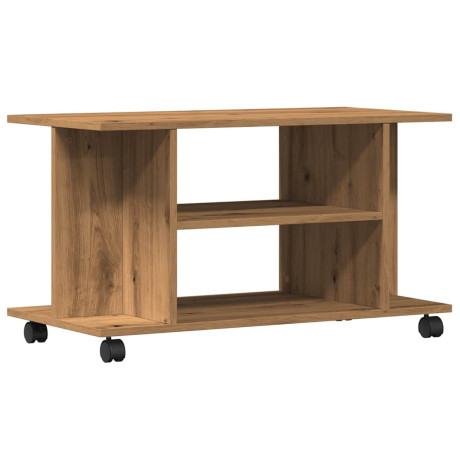 vidaXL Tv-meubel met wieltjes 80x40x45cm bewerkt hout artisanaal eiken afbeelding2 - 1