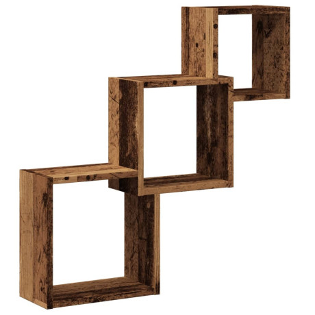 vidaXL Wandplanken kubus 68x15x68 cm bewerkt hout oud houtkleurig afbeelding2 - 1