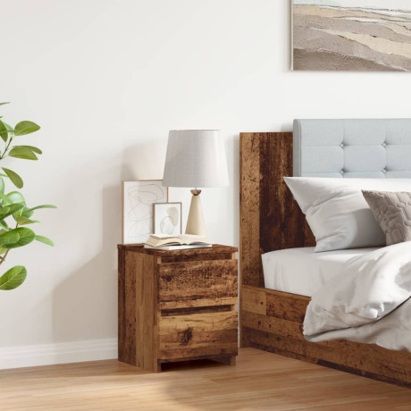vidaXL Nachtkastje 30x30x40 cm bewerkt hout oud houtkleurig afbeelding2 - 1