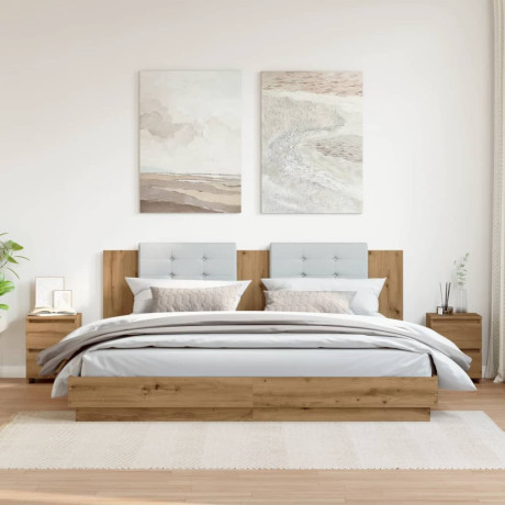 vidaXL Nachtkastjes 2 st 30x30x40cm bewerkt hout artisanaal eikenkleur afbeelding2 - 1