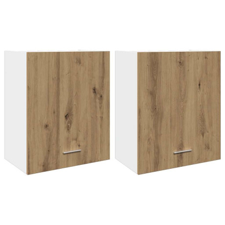 vidaXL Hangkasten 2 st 50x31x60 cm bewerkt hout artisanaal eikenkleur afbeelding2 - 1