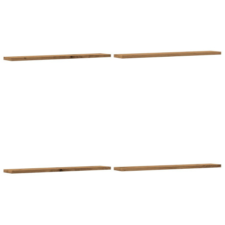 vidaXL Wandschappen 4 st 60x10x1,5 cm bewerkt hout artisanaal eiken afbeelding2 - 1