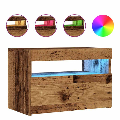 vidaXL Tv-meubel met LED 60x35x40 cm bewerkt hout oud hout afbeelding2 - 1