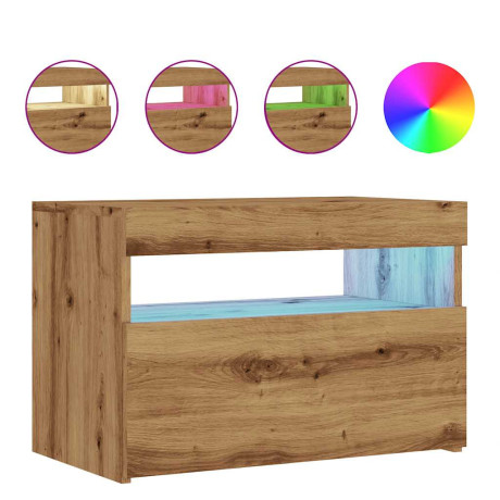 vidaXL Tv-meubel met LED 60x35x40 cm bewerkt hout artisanaal eiken afbeelding2 - 1