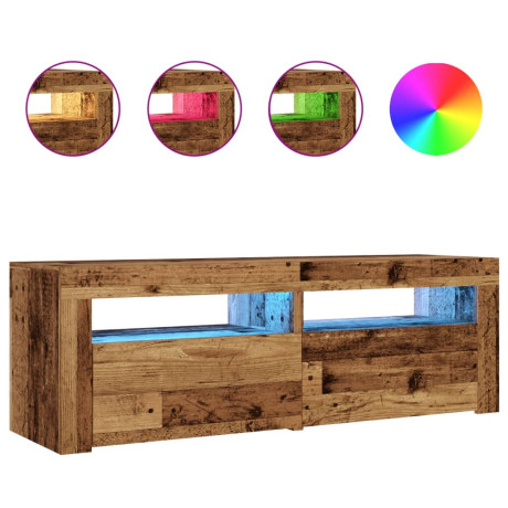 vidaXL Tv-meubel met LED 120x35x40 cm bewerkt hout oud hout afbeelding2 - 1