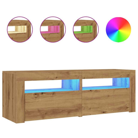 vidaXL Tv-meubel met LED 120x35x40 cm bewerkt hout artisanaal eiken afbeelding2 - 1