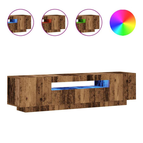 vidaXL Tv-meubel met LED 160x35x40 cm bewerkt hout oud hout afbeelding2 - 1