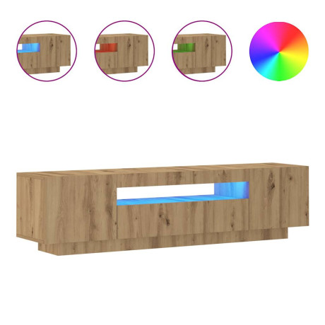 vidaXL Tv-meubel met LED 160x35x40 cm bewerkt hout artisanaal eiken afbeelding2 - 1