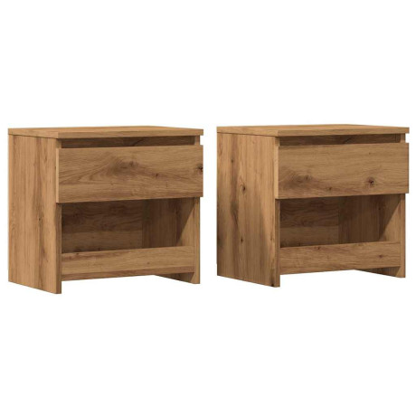 vidaXL Nachtkastjes 2 st 40x30x39 cm bewerkt hout artisanaal eiken afbeelding2 - 1