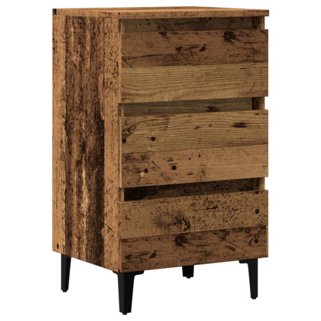 vidaXL Nachtkastje met metalen poten 40x35x69 cm oud houtkleurig afbeelding2 - 1