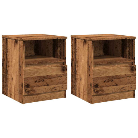 vidaXL Nachtkastjes 2 st 40x40x50 cm bewerkt hout oud houtkleurig afbeelding2 - 1