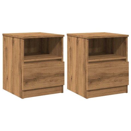 vidaXL Nachtkastjes 2 st 40x40x50 cm bewerkt hout artisanaal eiken afbeelding2 - 1