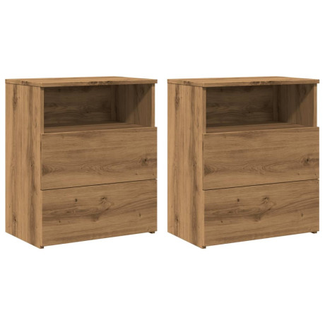 vidaXL Nachtkastjes 2 st 50x32x60cm bewerkt hout artisanaal eikenkleur afbeelding2 - 1