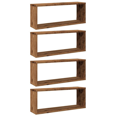 vidaXL Wandschappen kubus 4 st 60x15x23 cm bewerkt hout oud houtkleur afbeelding2 - 1