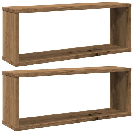 vidaXL Wandschappen kubus 2 st 60x15x23 cm hout artisanaal eiken afbeelding2 - 1