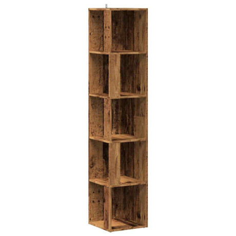 vidaXL Hoekkast 33x33x165 cm bewerkt hout oud houtkleurig afbeelding2 - 1