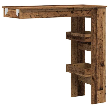 vidaXL Bartafel wandgemonteerd 102x45x103,5 cm bewerkt hout oud hout afbeelding2 - 1