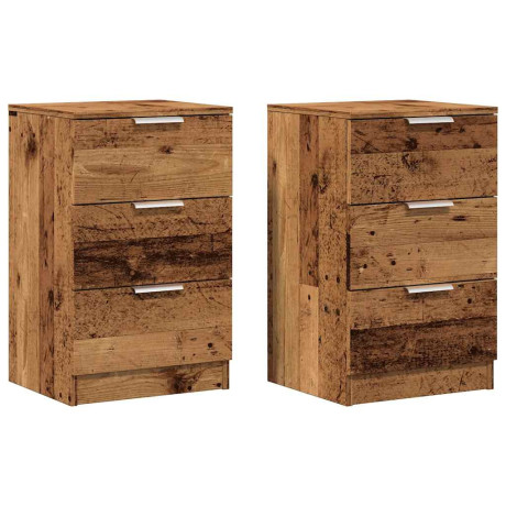 vidaXL Nachtkastjes 2 st 40x36x65 cm bewerkt hout oud houtkleurig afbeelding2 - 1