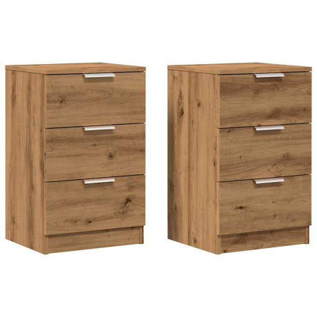 vidaXL Nachtkastjes 2 st 40x36x65cm bewerkt hout artisanaal eikenkleur afbeelding2 - 1