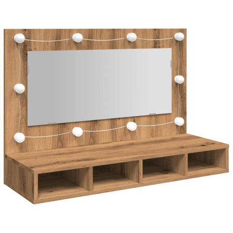 vidaXL Spiegelkast met LED Artisan Eiken 90x31,5x62 cm afbeelding2 - 1