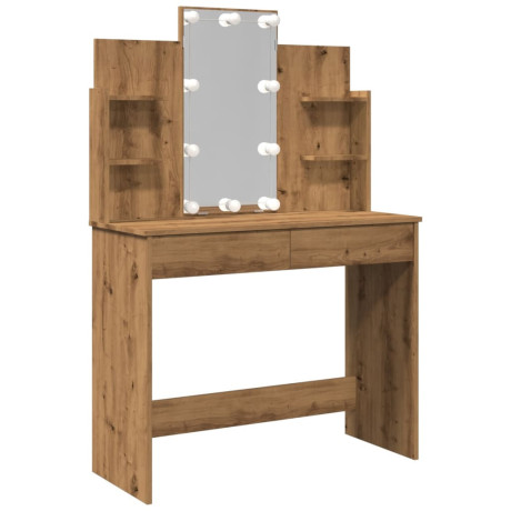 vidaXL Kaptafel met LED-verlichting 96x40x142 cm artisanaal eikenkleur afbeelding2 - 1