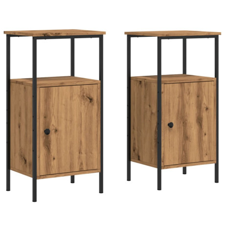 vidaXL Nachtkastjes 2 st 41x31x80cm bewerkt hout artisanaal eikenkleur afbeelding2 - 1