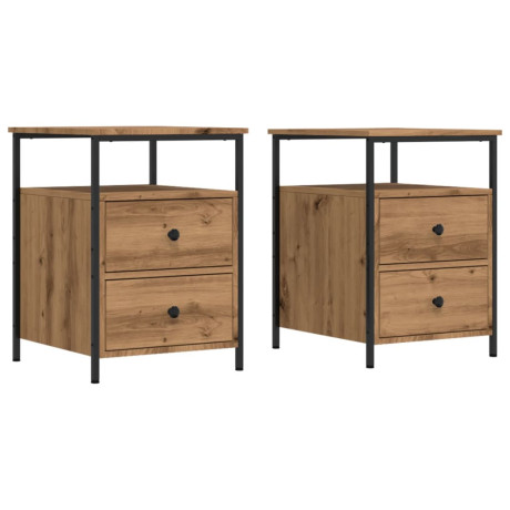 vidaXL Nachtkastjes 2 st 44x45x60cm bewerkt hout artisanaal eikenkleur afbeelding2 - 1