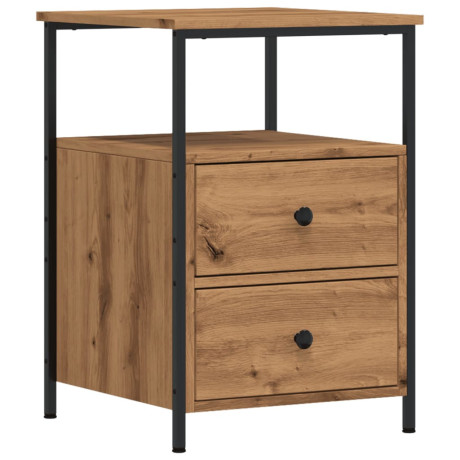 vidaXL Nachtkastje 34x35,5x50 cm bewerkt hout artisanaal eikenkleurig afbeelding2 - 1