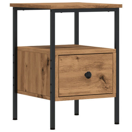 vidaXL Nachtkastje 34x36x50 cm bewerkt hout artisanaal eikenkleurig afbeelding2 - 1