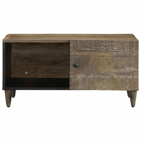 vidaXL Salontafel 80x50x40 cm massief mangohout lichtgrijs afbeelding2 - 1