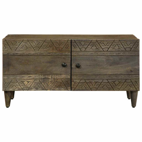 vidaXL Salontafel 80x50x40 cm massief mangohout lichtgrijs afbeelding2 - 1