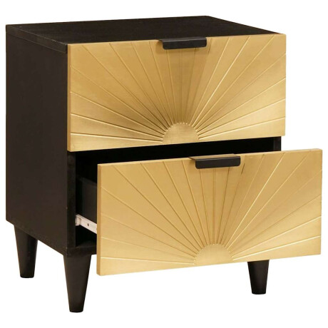 vidaXL Nachtkastje Zwart en Goud 40 x 33.5 x 46 cm massief mangohout afbeelding2 - 1