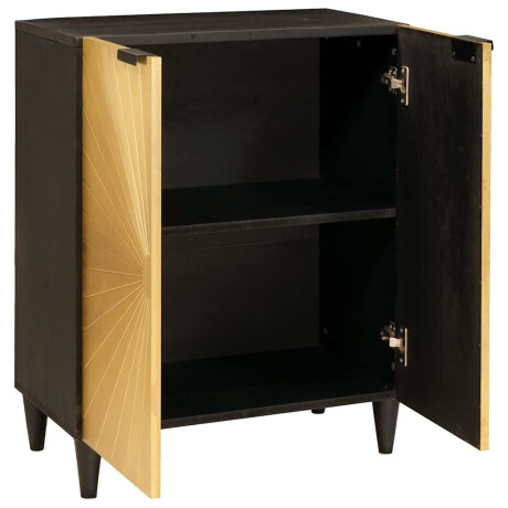 vidaXL Dressoir Zwart en Goud 60 x 33 x 75 cm massief mangohout afbeelding2 - 1